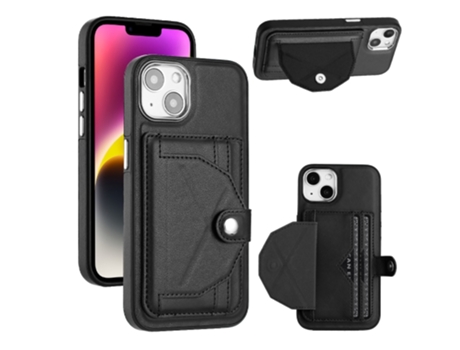 Capa Mobile Phone Cases Shockproof With Card para iPhone 13 Pele Castanho