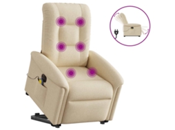 Vidaxl Poltrona Elétrica Elevatória Massagens Tecido Creme