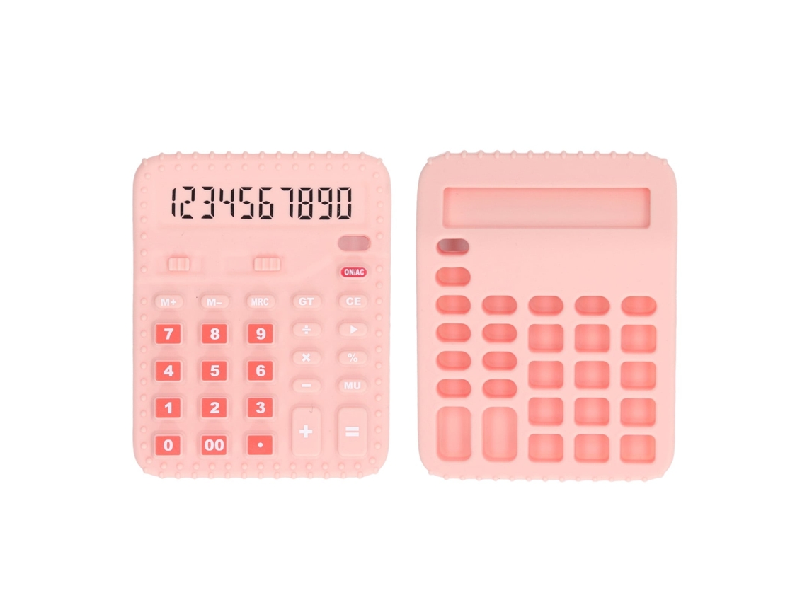 Primerox chupeta para Bebê em Forma de Calculadora Silicone Macio Brinquedo Sensorial Rosa