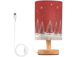 Abajur De Natal Mnsruu Para Quarto, Sala De Estar, Luminária De Cabeceira Vermelha Com Portas Carregamento Usb