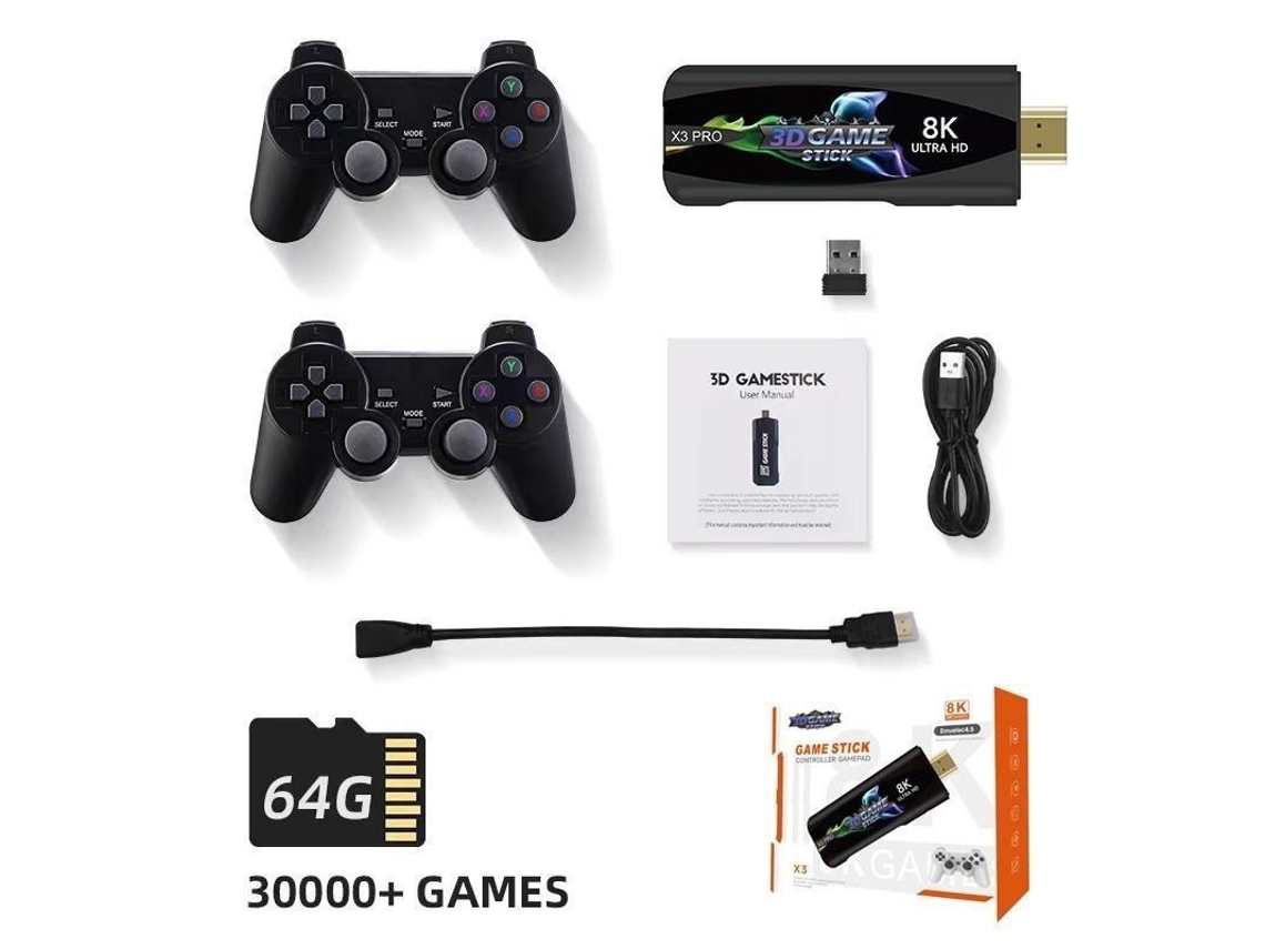 Console De Jogos Retrô Com Joysticks Sem Fio Dual Handle 2.4ghz Cont Brilvibera