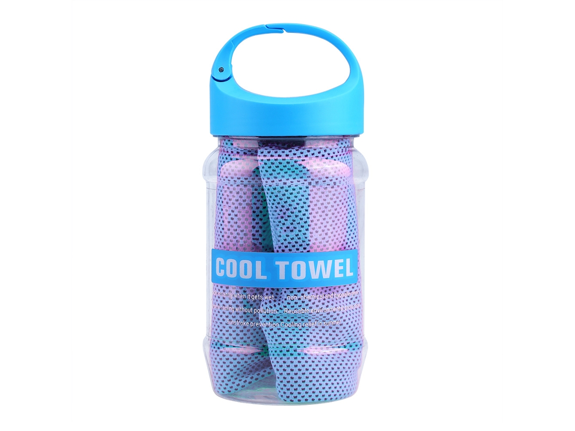 Toalha de Resfriamento Super Absorvente e Respirável com Garrafa de Armazenamento para Esportes e Academia (azul Claro)
