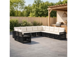 Vidaxl Conjunto De Sofá De Jardim 11 Unid. Preto E Branco Creme