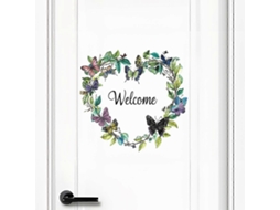 Novo Acc33207 Adesivos de Porta com Lindas Flores e Letras em Inglês, Decoração para Casa, Adesivos de Parede Autoadesivos Mk1587/30* 30cm BRILVIBERA