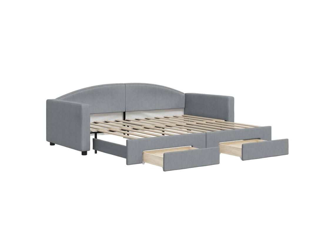 Sofá cama com Gavetão e Gavetas 90x200 Cm Tecido Cinzento claro MAISON EXCLUSIVE