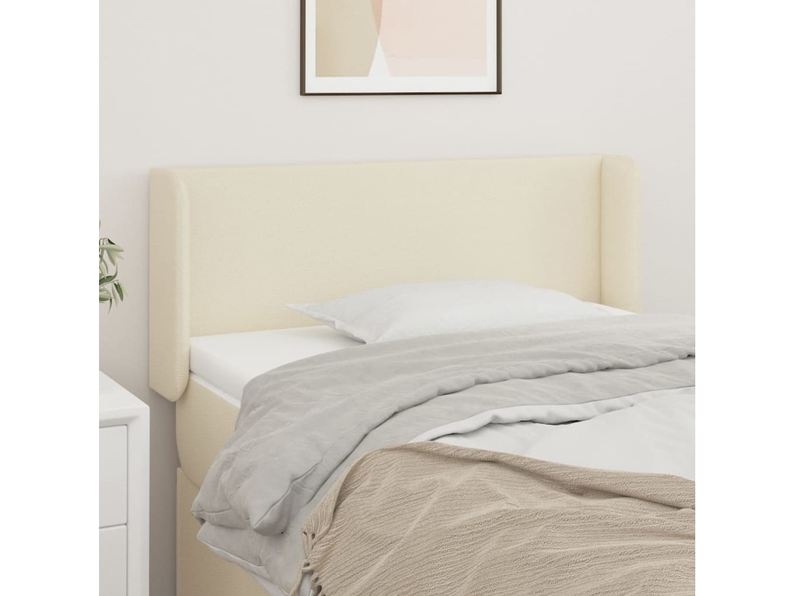 Vidaxl Cabeceira De Cama C/ Abas Couro Artificial 83x16x78/88 Cm Creme