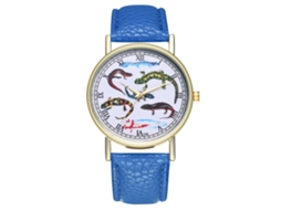 Reloj De Pulsera Analógico De Aleación Cuero Moda Ocio Regalo T79-a Azul Real