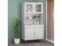 Vidaxl Armário Alto Molde 90x35x100 Cm Pinho Maciço Branco