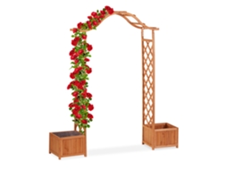 Arco De Madeira Relaxdays, Decorativo Para Jardim, 2 Vasos, Treliça Impermeável, 209 X 181 X 60 Cm, Laranja