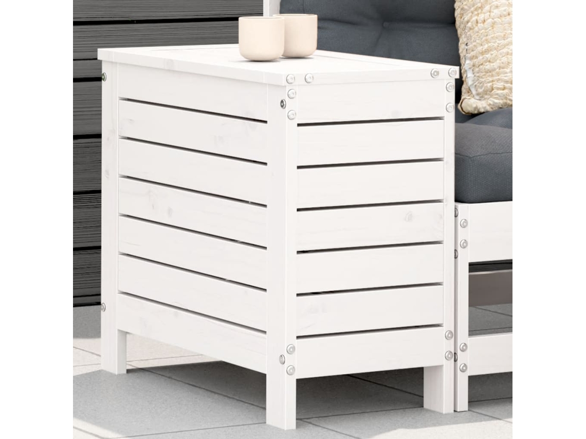 Vidaxl Apoio De Pés Para Jardim 62x31,5x52 Cm Pinho Maciço Branco