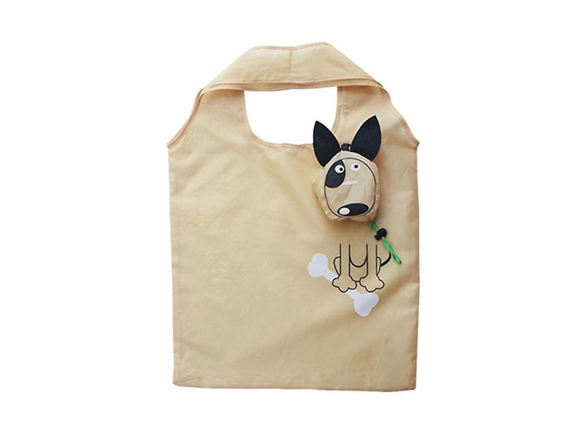 Sacola de Compras Dobrável de Plástico com Alça Larga e Abertura Ampla, com Estampa de Cachorrinho Fofo, Portátil e Ecológica. GOKOCO