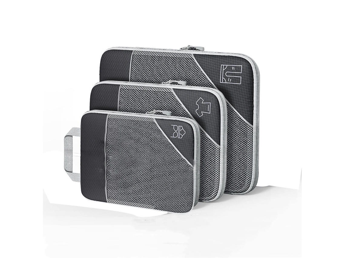 Bolsa de viagem AQUAFORGE com organizador de compressão 3 peças pretas
