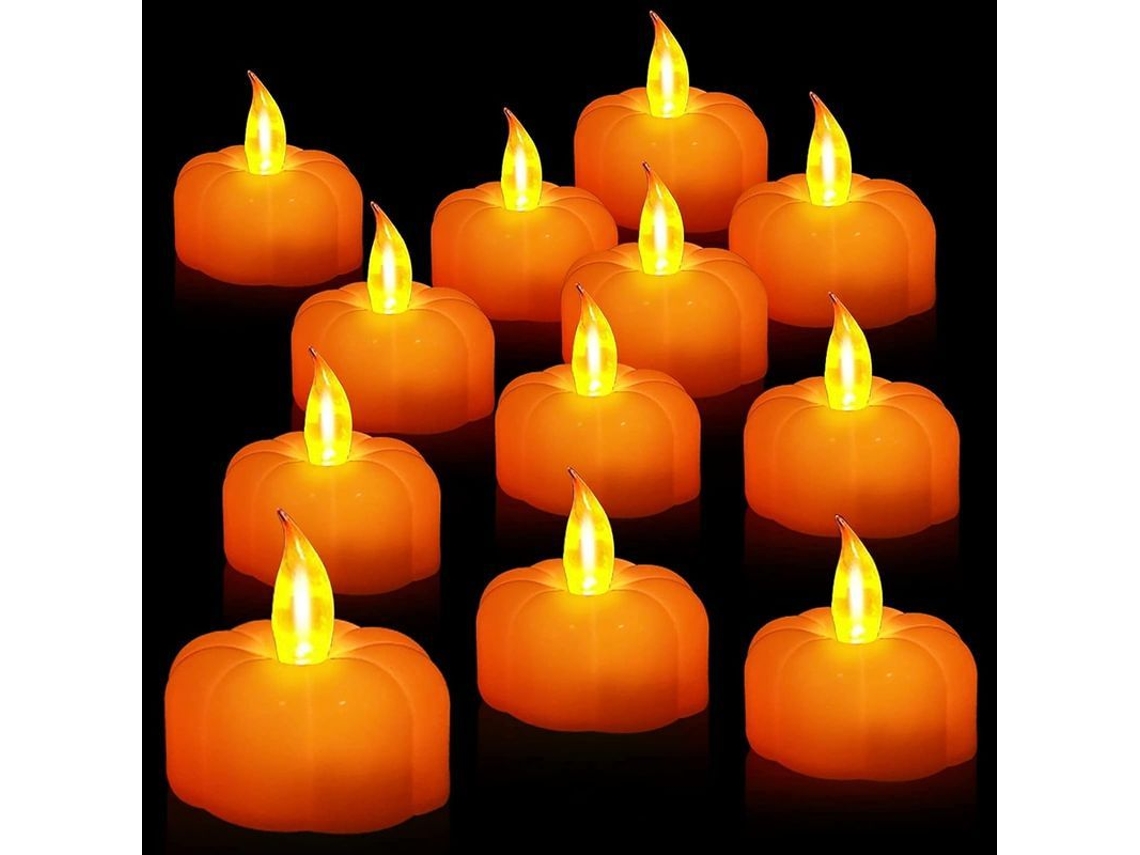 12 Velas LED de Abóbora sem chama, decorativas, bateria Nova Line S/MARCA