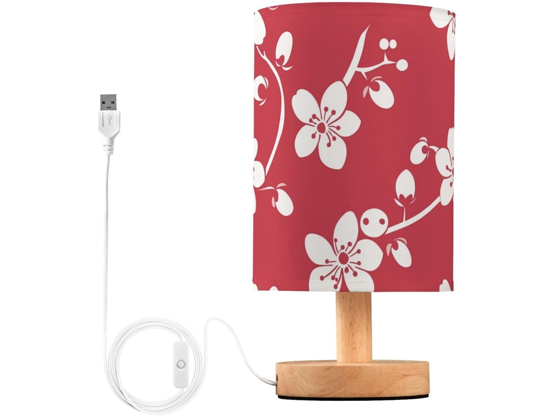 Abajur De Mesa Infantil Com Estampa Floral Vermelha Cereja, Ideal Para A Páscoa Perfeito Casa, Escritório Ou Para
