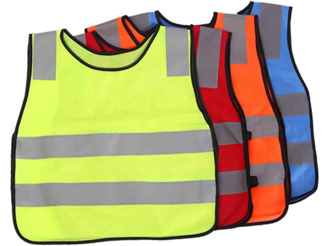Colete Refletivo De Alta Visibilidade Infantil, Conjunto Com 4 Peças, Nas Cores Laranja, Amarelo, Corrida E Ciclismo. Colete Refletivo Gokoco