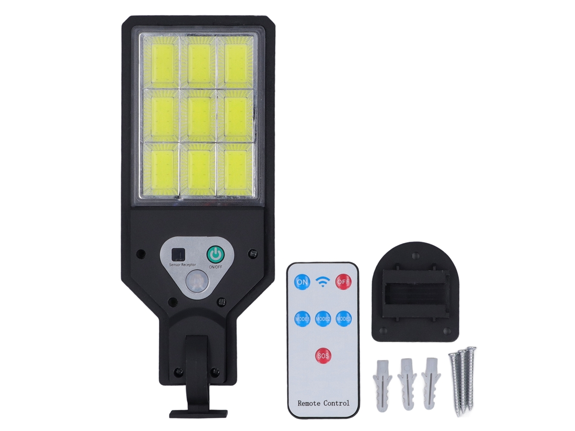 Luz Solar Com Sensor De Movimento Cob Branca Ip64 À Prova D'água Controle Remoto
