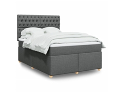 Vidaxl Cama Com Molas/colchão 140x190 Cm Tecido Cinzento-escuro