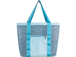 Bolsa De Praia Grande Em Tela Transparente Dobrável, Bolsa De Ombro Reutilizável Para Compras, Sacola Para Guardar Brinquedos De Areia, Organizad