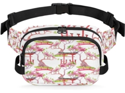 Pochete com Estampa Floral de Inspiração Japonesa para Mulheres 22 8 X 6 3 X 15 5 Cm Estampa Flo Impermeável