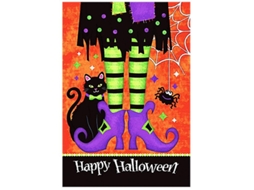 Bandeira de Jardim Halloween Gato Preto 45x30cm S/MARCA