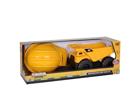 Cat Construction Fleet Sand Set Conjunto de 1 Veículo de Construção de 25 Cm Com Capacete E Rastrilho FUNRISE