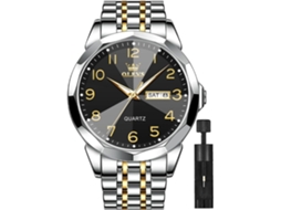 Lurelia Relógio Masculino, Movimento De Quartzo, Data/calendário, Luminoso, Detalhes Com Strass, 41 Mm, 11 Mm, Aço Inoxidável, Abs, Preto