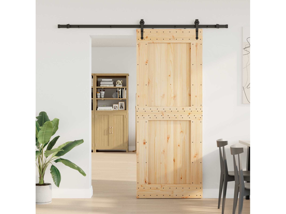 Vidaxl Porta Deslizante Narvik Natural E Preto 90 X 210 Cm (213,5 Cm)