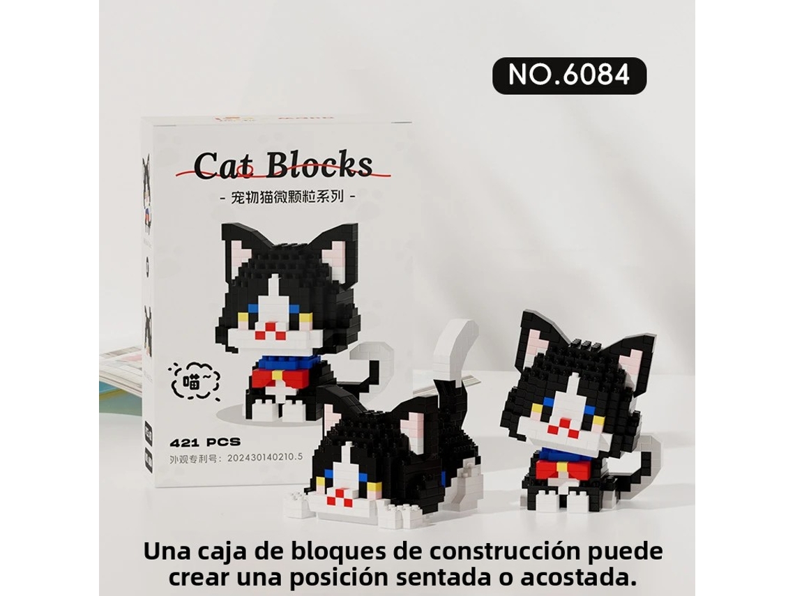 Brinquedo de Blocos de Montar: Gato Laranja Miau Miau com Vaca Prateada em Degradê MDUG (estilo 8)
