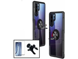 Kit Capa, Suporte e Película de Vidro Temperado Huawei Honor 10 Clear Armor Transparente e Preto