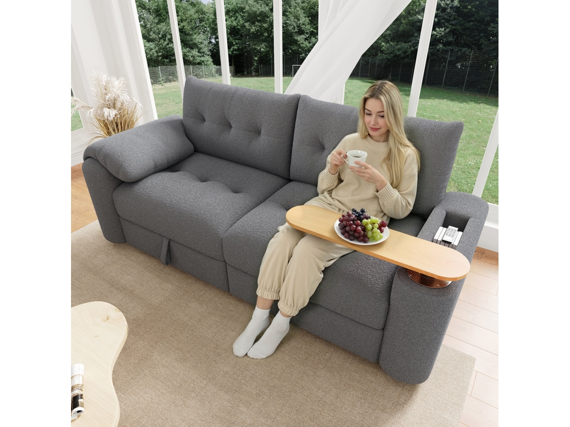 Sofá cama Teddy Modulável 3 Assentos Cinza
