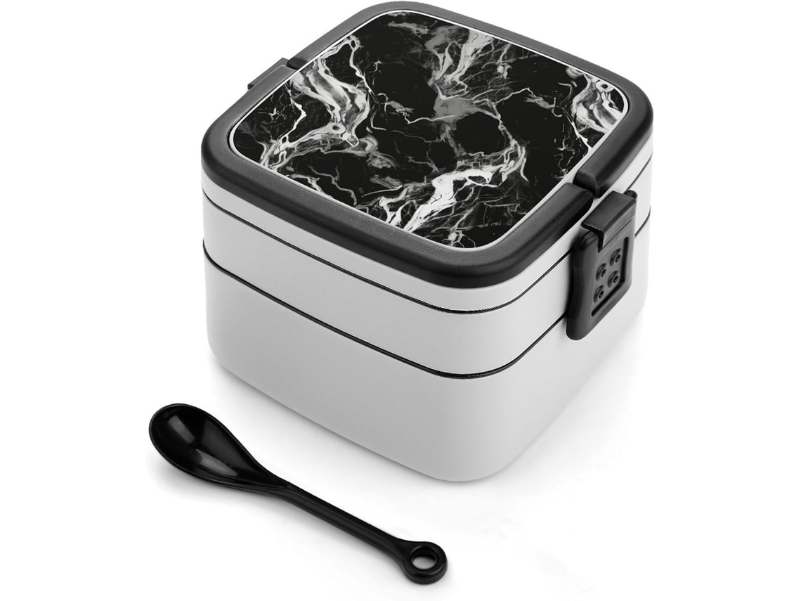 Marmita Bento Lancheira De Camada Dupla Com Colher E Alça, À Prova De Vazamentos, Tudo Em Um, Para Adultos, Recipientes
