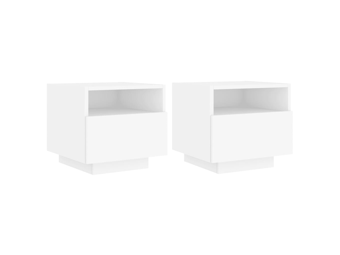 Bedside Cabinet, Bedside Cabinets Vidaxl Branco Madeira Processada (n/a)