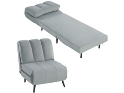 Sofá-cama Individual Veludo, Metal Cor Cinzento 72x88x87 cm Homcom