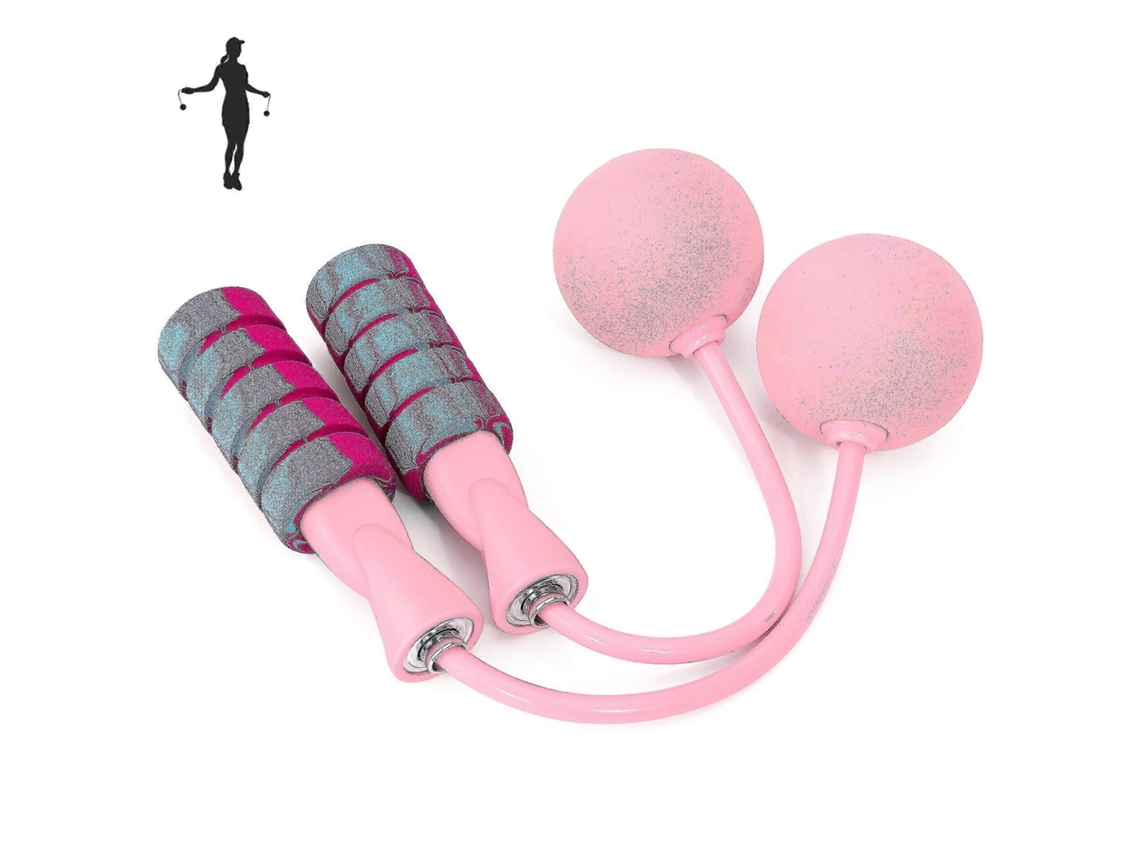 Rebe-corda De Pular Ajustável Para Treinamento Fitness Sem Enrolamento Com Bolas De Peso 230g Cor Rosa