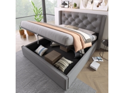 Cama Casal 160x200cm Hidráulica Estante Armazenamento Cinza