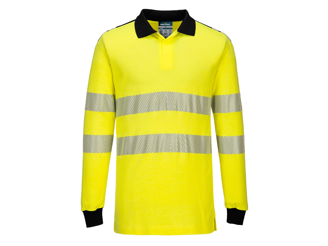 Polo De Alta Visibilidade Pw3 Fr Modaflame Hi-vis Resistente A Chamas Azul Marinho E Amarelo / Xxl
