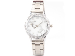 Reloj De Pulsera De Aleación Con Dial Redondo De Cuarta Para Parejas Plateado