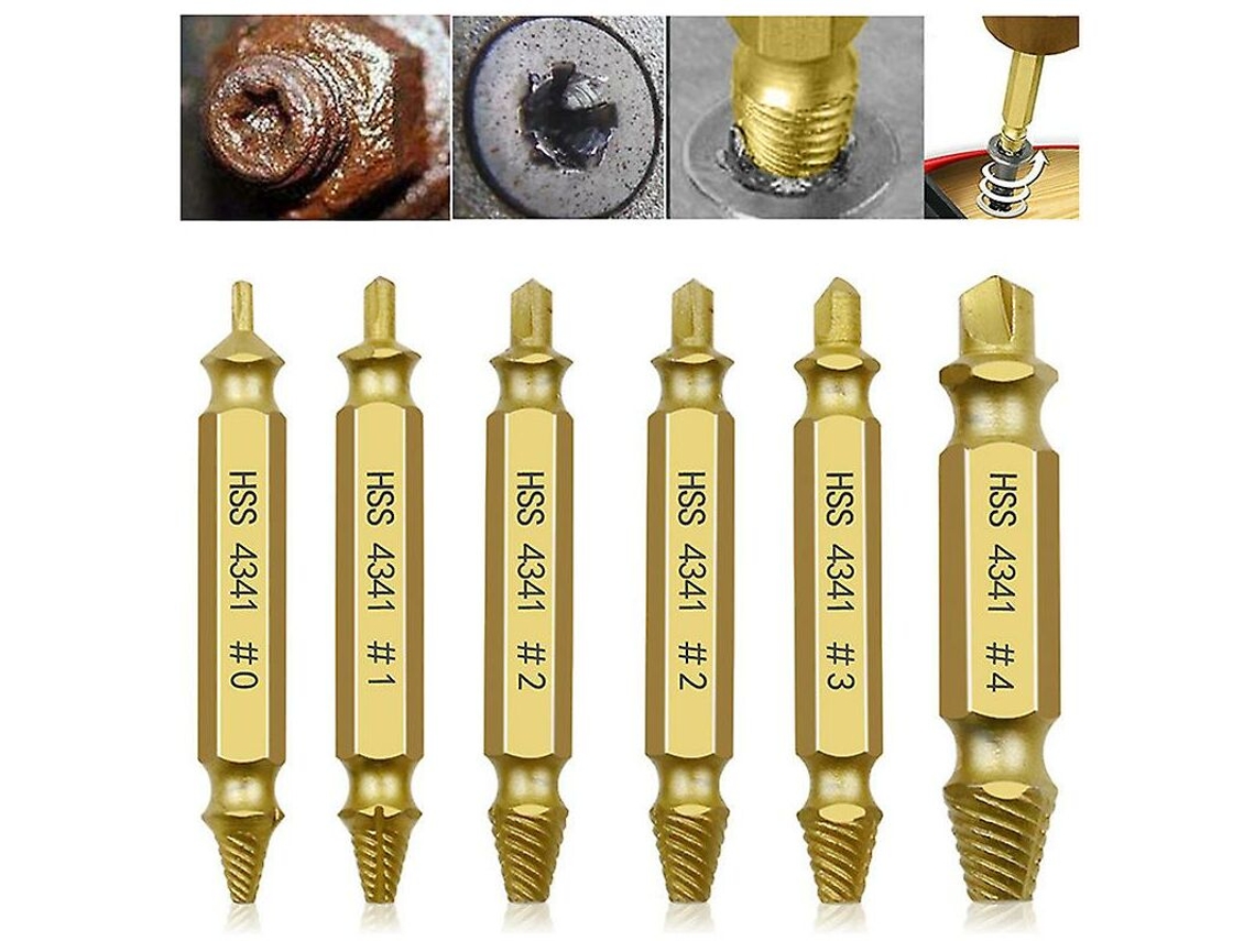 Kit Extrator De Parafusos Quebrados Para Mandril Furadeira (6 Peças) -aquaforge