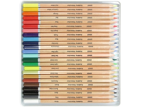 Lápis de Aquarela Academy, 24 Cores, Caixa Metal