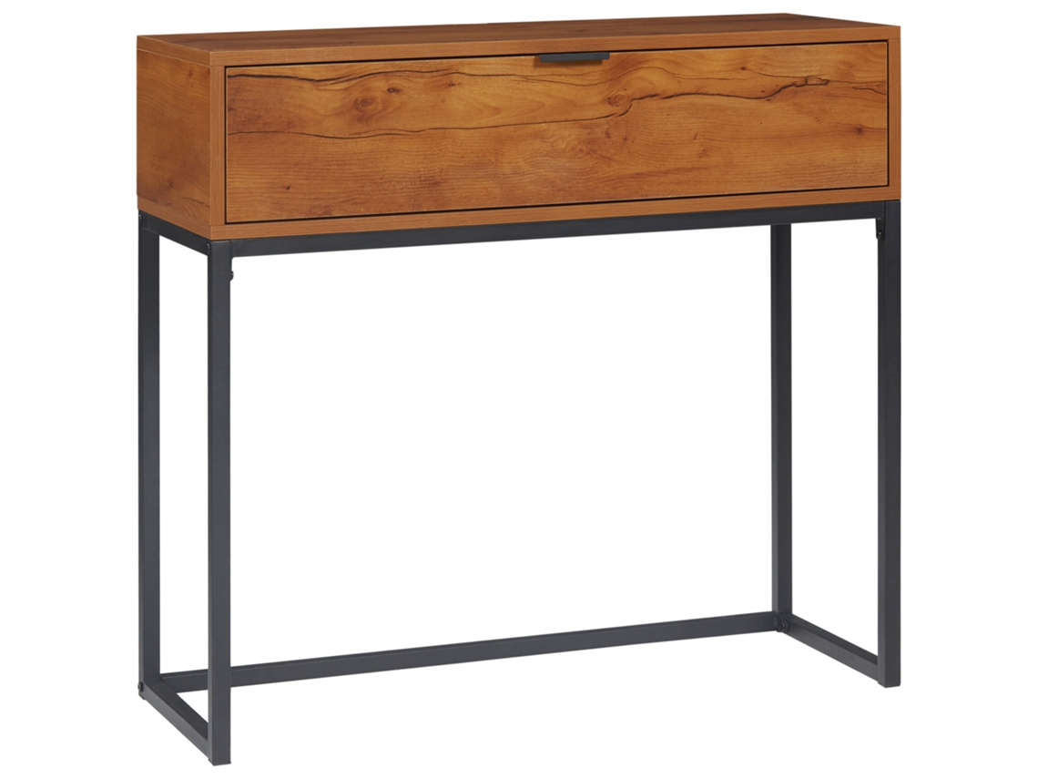 Mesa de Console Industrial com 1 Gaveta em Marrom e Preto Loja