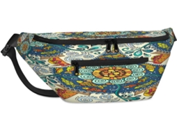 Bolsa MARCA de ombro com estampa floral e de folhas de sálvia 38x25,9x19cm tecido poliéster