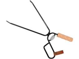 Pinça Para Braseiro Em Aço Carbono De 8mm Com Cabo Madeira, Utensílio Portátil Para Churrasco, Camping E Grelha, Inclui