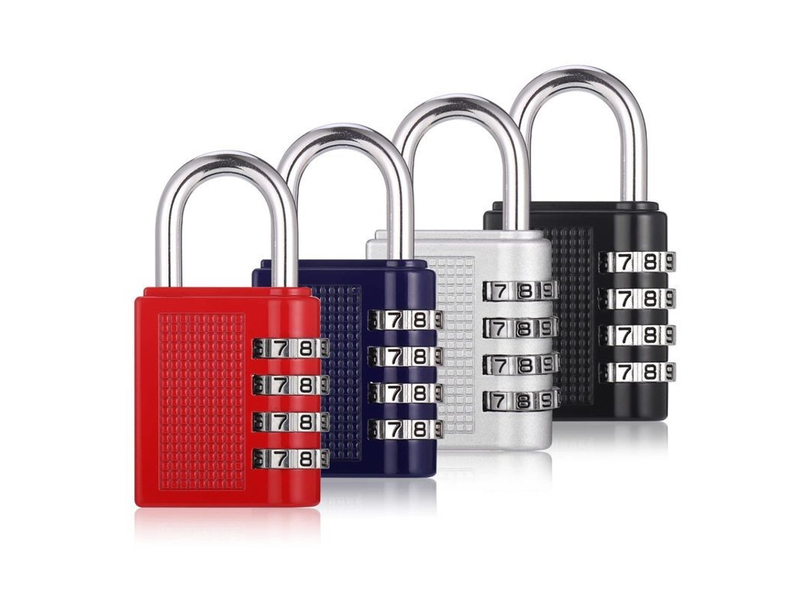 4 Cerraduras De Combinación, Cerradura Metálica Resistente Para Taquilla De Gimnasio (negro Rojo Plata Azul)