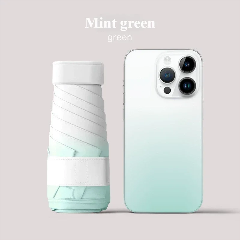 Guarda-sol (verde Claro 6k) Com Proteção Uv, Mini E Portátil, Com Design Dobrável Em Seis Partes.