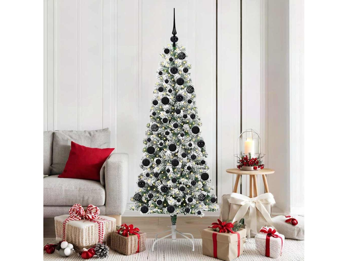 Vidaxl Árvore De Natal Articulada Artificial Verde E Branco 180 Cm
