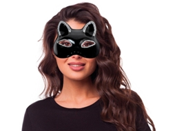 Máscara de gato preto brilhante de plástico