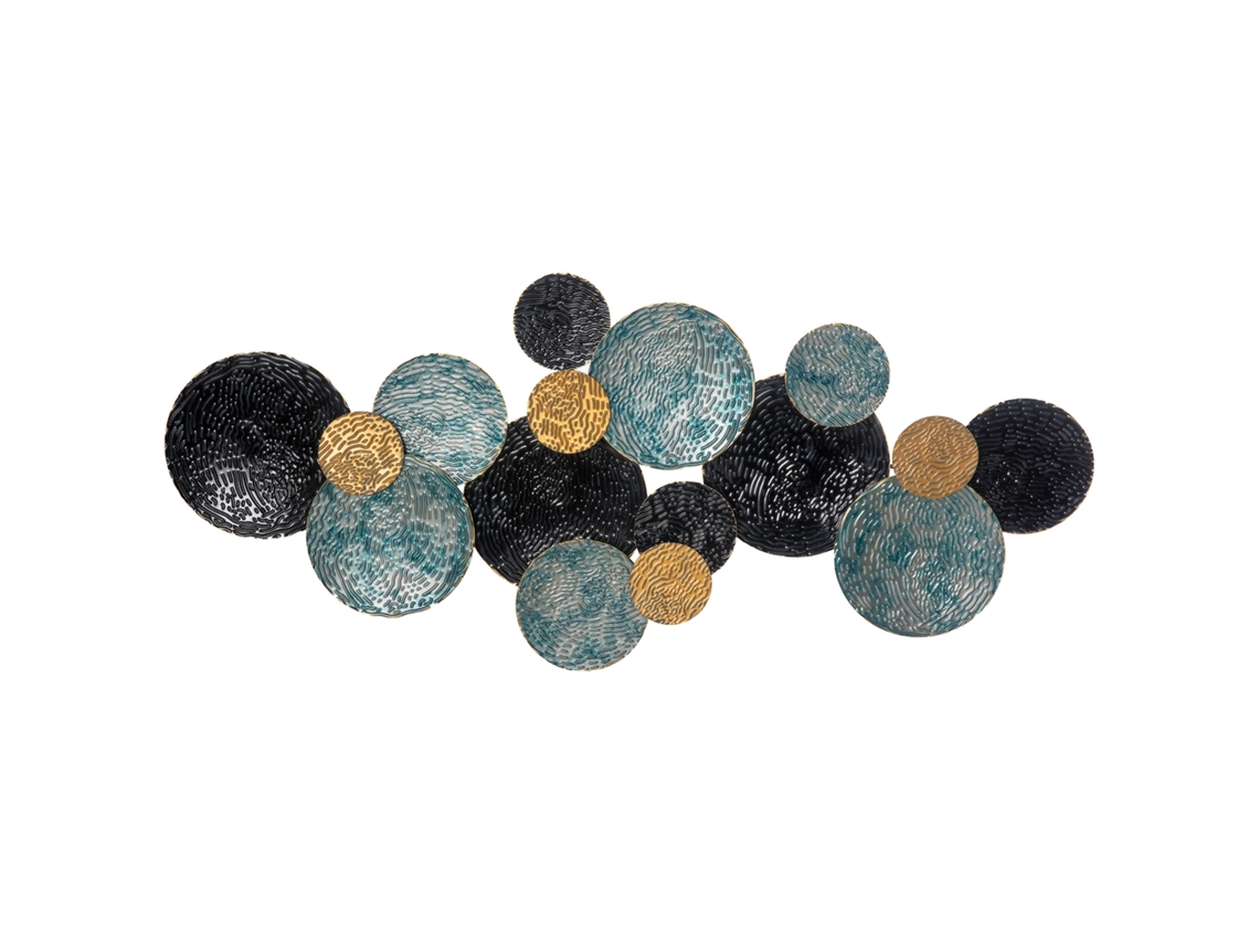 Arte 3d Metal 121x53cm Dourado Preto Azul Moderna Parede VOLTEDGE