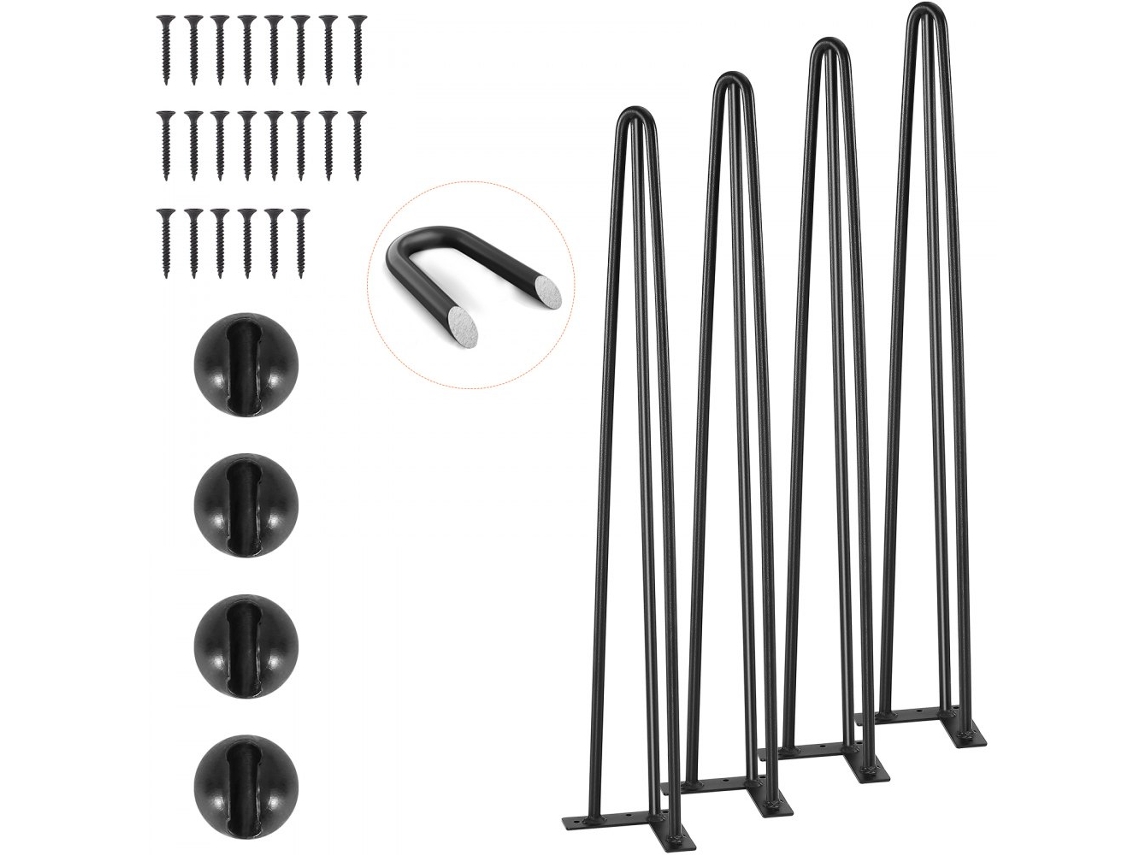 Conjunto De 4 Pés De Mesa Hairpin Em Aço 710 Mm Para Estabilidade Tekmaquinas