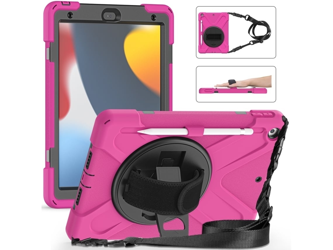 Capa Robusta Para Tablet Ipad De 10,2 Polegadas (2021/2020/2019) Com Suporte Cor Rosa Elysve