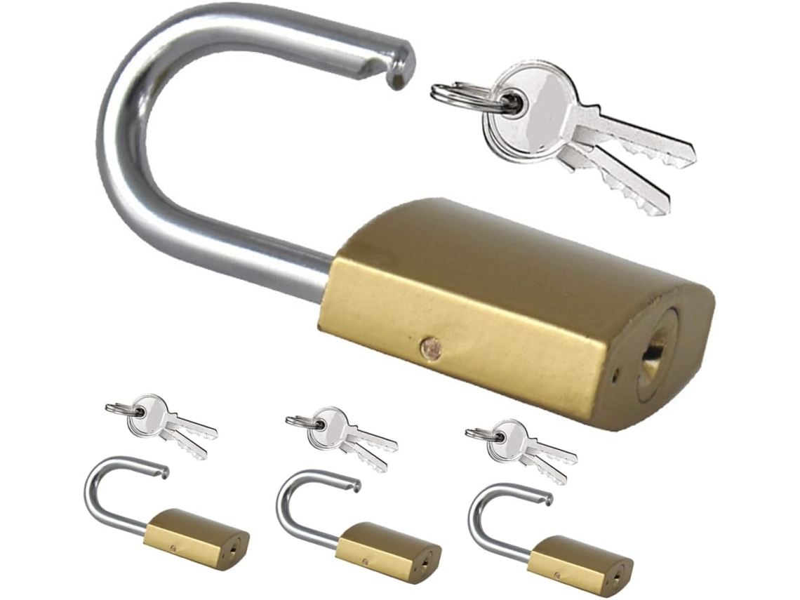 Mini Cadeado De Latão Com Chave, 4 Peças, Dourado, Para Gavetas E